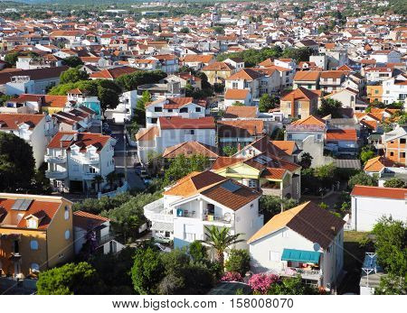 Cityscape of small resort Vodice in Croatia.