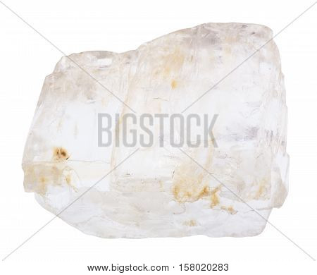 Petalite (castorite) Gemstone Isolated On White