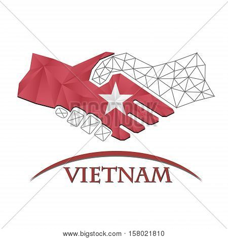 Handshake logo made from the flag of Vietnam