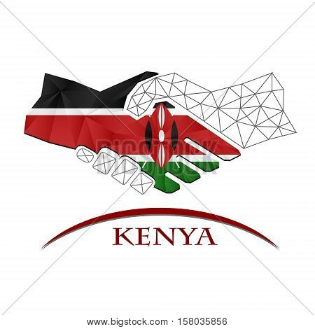 Handshake logo made from the flag of Kenya.