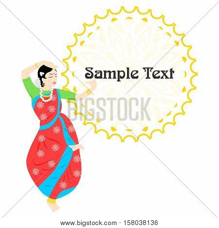 Illustration - template - on the theme of Indian culture with a beautiful girl.