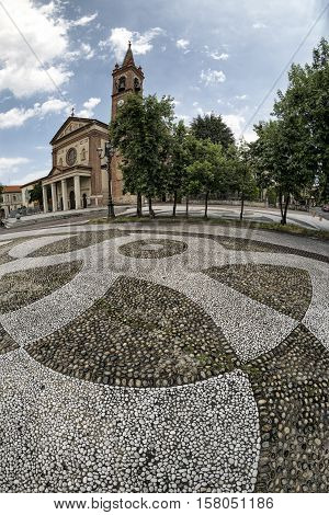 Cislago (Varese Lombardy Italy): church of Santa Maria Assunta and the square