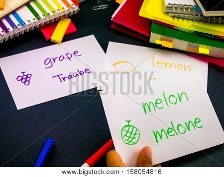 Learning New Language Making Original Flash Cards; German