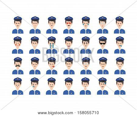 Emoji vector. Smile icon collection. Emoticon icon web. Simple flat cartoon style. Faces avatars.