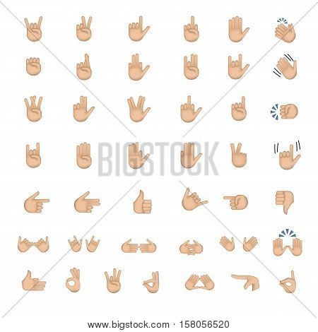 Set of hand emoticon vector isolated on white background. Gestures emoji vector. Smile icon set. Emoticon icon web.