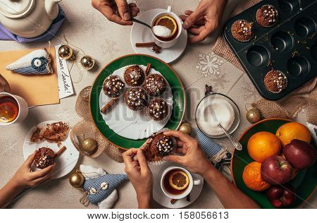 Advent time tea party with homemade muffins