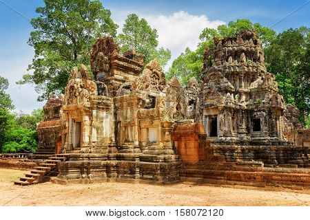 Side View Of Entrance To Thommanon Temple In Angkor, Cambodia