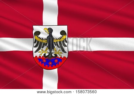 Flag of Roskilde is a municipality in Denmark in Zealand Region. 3d illustration