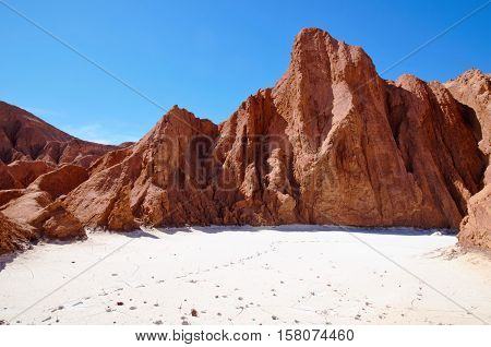 Long shot of the Valle de la Muerte or death valley close to San Pedro de Atacama in Chile South America