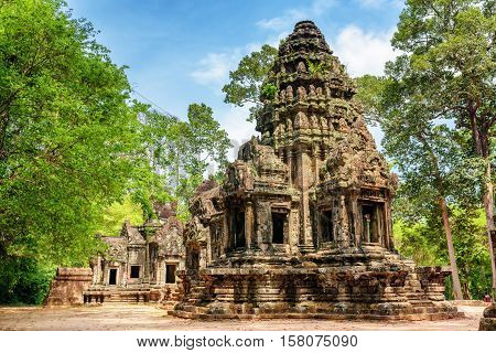 Main Tower Of Ancient Thommanon Temple In Angkor, Cambodia