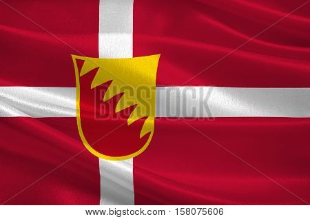 Flag of Solrod is a municipality in Denmark in Zealand Region. 3d illustration