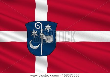 Flag of Soro is a municipality in Denmark in Zealand Region. 3d illustration