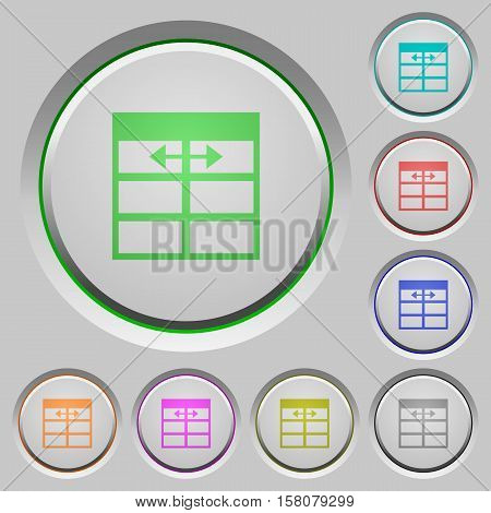 Spreadsheet adjust table column width color icons on sunk push buttons