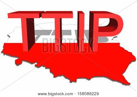 Ttip - Transatlantic Trade And Investment Partnership On Poland Map Background