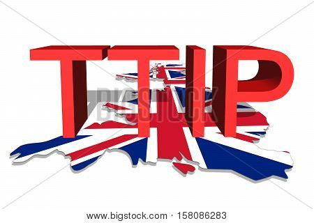 Ttip - Transatlantic Trade And Investment Partnership On United Kingdom Map Background