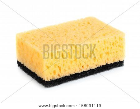 Yellow Kitchen sponge isolated on white background