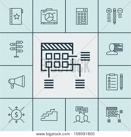 Set Of Project Management Icons On Investment, Opportunity And Discussion Topics. Editable Vector Il