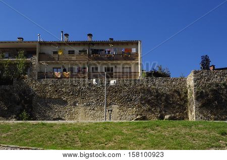 Walls of Bellver de Cerdanya Girona province Spain