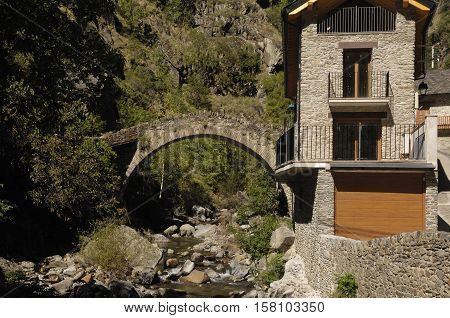 Romanesque bridge of Tavascan Lleida province Catalonia Spain