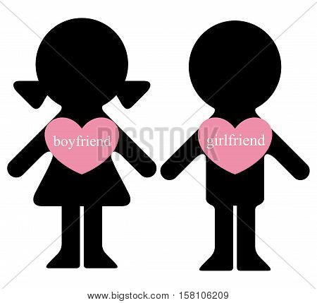 Vector boy and girl with lovers in hearts infographics element