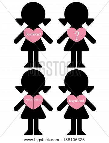 Vector girls with lovers in hearts infographics element