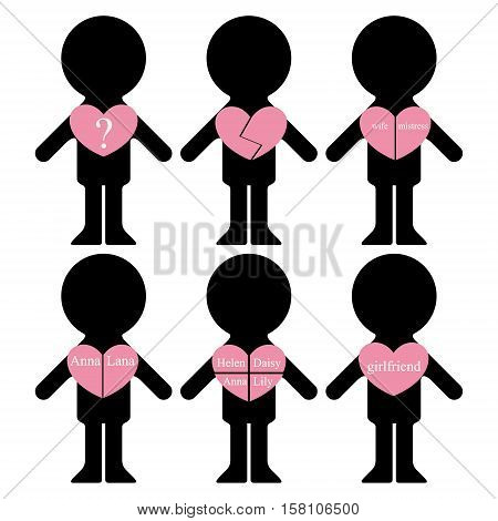 Vector boys with lovers in hearts infographics element