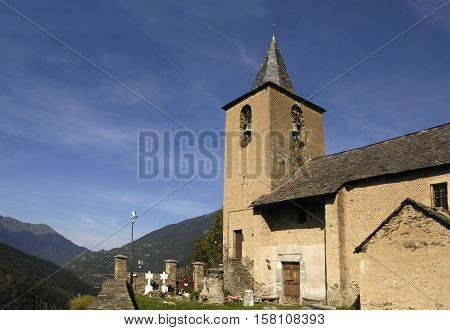 Sant Peir church Betlan Aran Valley Lleida province Pyrenees Catalonia Spain
