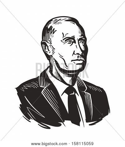 Putin, President of Russian Federation. Vector illustration isolated on white background