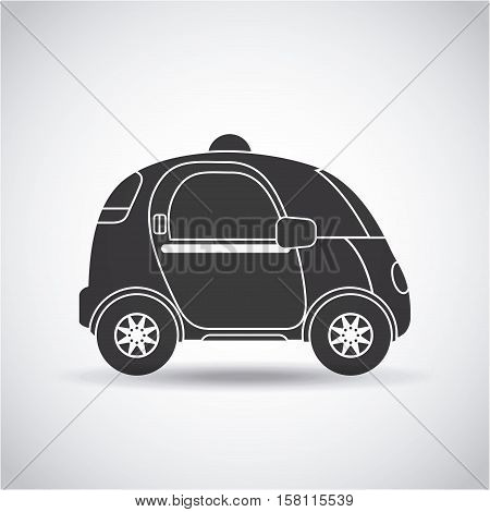 silhouette of autonomous car vehicle  over white background. ecology,  smart and techonology concept. side view. vector illustration