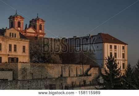 Litomerice town palaces in sunset time with nice colors