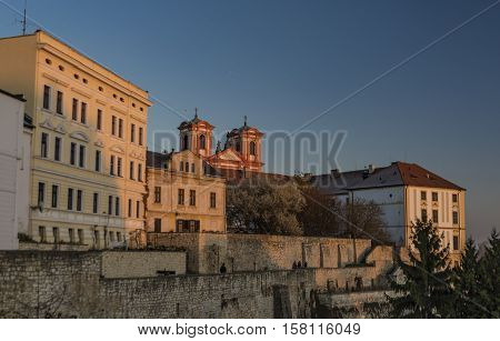 Litomerice town palaces in sunset time with nice colors