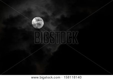 Moon And Clouds In The Sky.