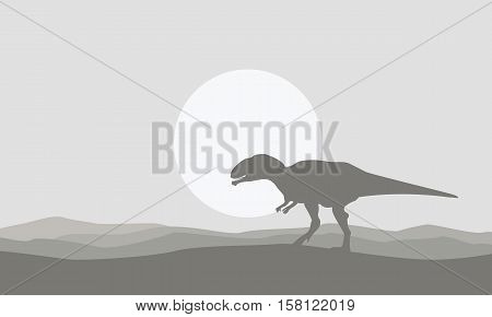 On the desert mapusaurus scenery of silhouettes vector