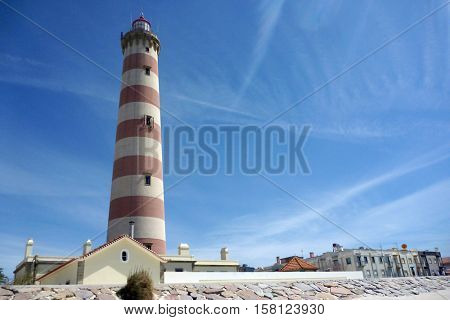 Lighthouse. Barra beach in Aveiro, Portugal. Aveiro 