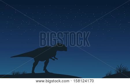 Mapusaurus lonely at night silhouettes vector illustration