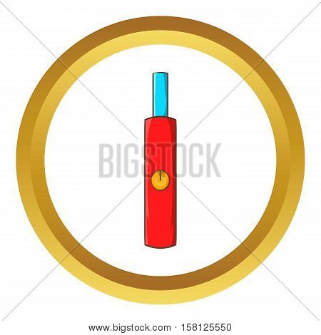 Electronic cigarette vector icon in golden circle, cartoon style isolated on white background