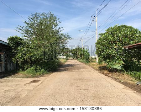 cement road in country , Khlong Preng , Chachoengsao, Thailand