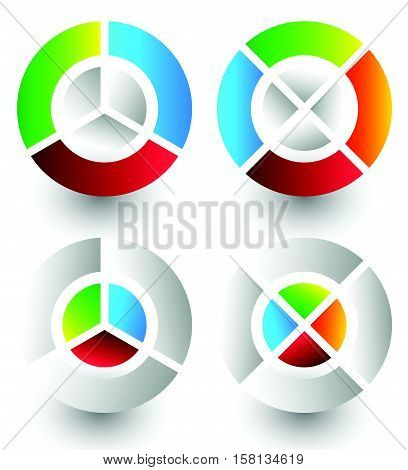 Pie Chart, Pie Graph Icons. Analytics, Diagnostics, Infographic Icons. Colorful Segmented Circle Ele