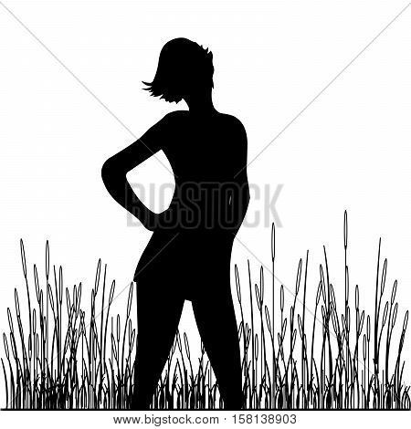 girl silhouette vector object black-and-white silhouette of a girl