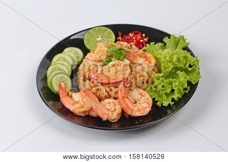 Fried Rice With Shrimp Call Khao Pad Kong In Thai
