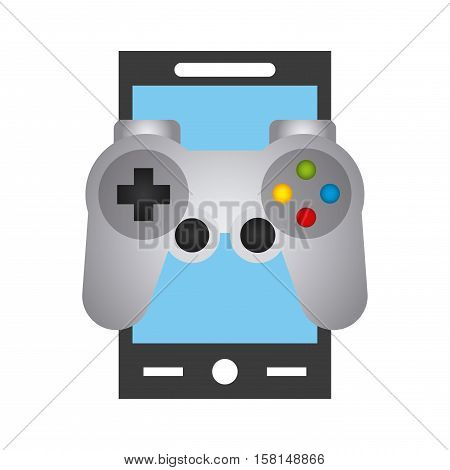 smartphone deve with videogame control icon over white background. vector illustration