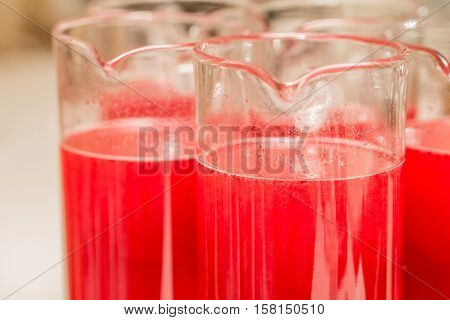 Traditional Russian drink mors made of berry and fruit smoothie in jar