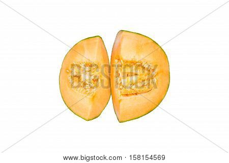 Half Fresh Rockmelon on white background, isolated