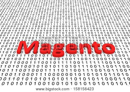 Magento in the form of binary code, 3D illustration