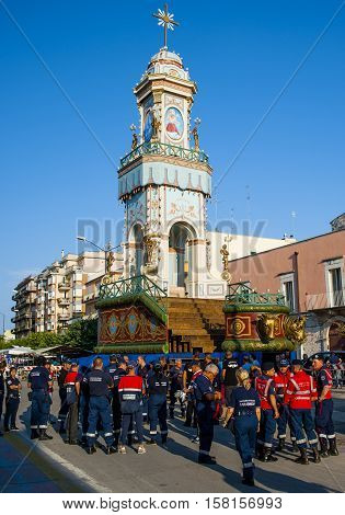 Terlizzi August 7 2016 - ITALY. group of volunteer first aid and retired soldiers during the patron feast