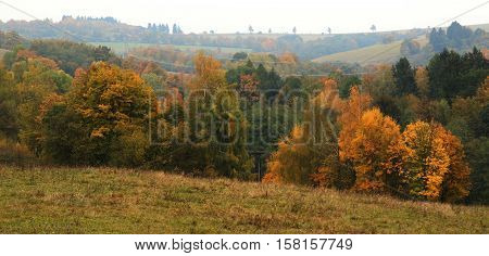 Beautiful autumn panoramatic shot in the sudety