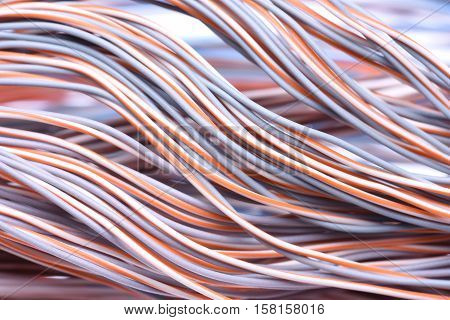 Swirl of Electric Cables and Wires Closeup