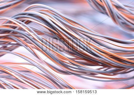 Swirl of Electric Cables and Wires Closeup