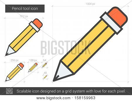Pencil tool vector line icon isolated on white background. Pencil tool line icon for infographic, website or app. Scalable icon designed on a grid system.