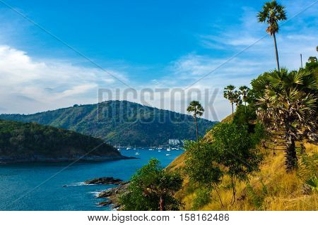View of Yanui Beach and Koh Kaeo Noi on Phuket island Andaman Sea in South Thailand.